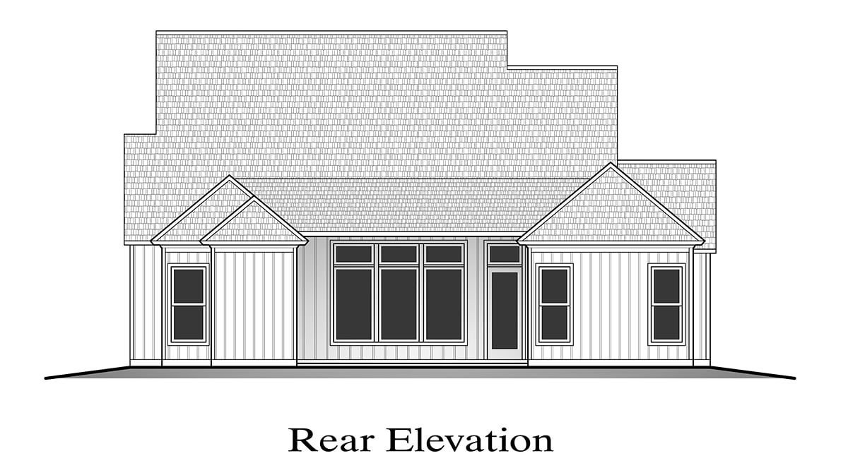 Farmhouse Rear Elevation of Plan 40349