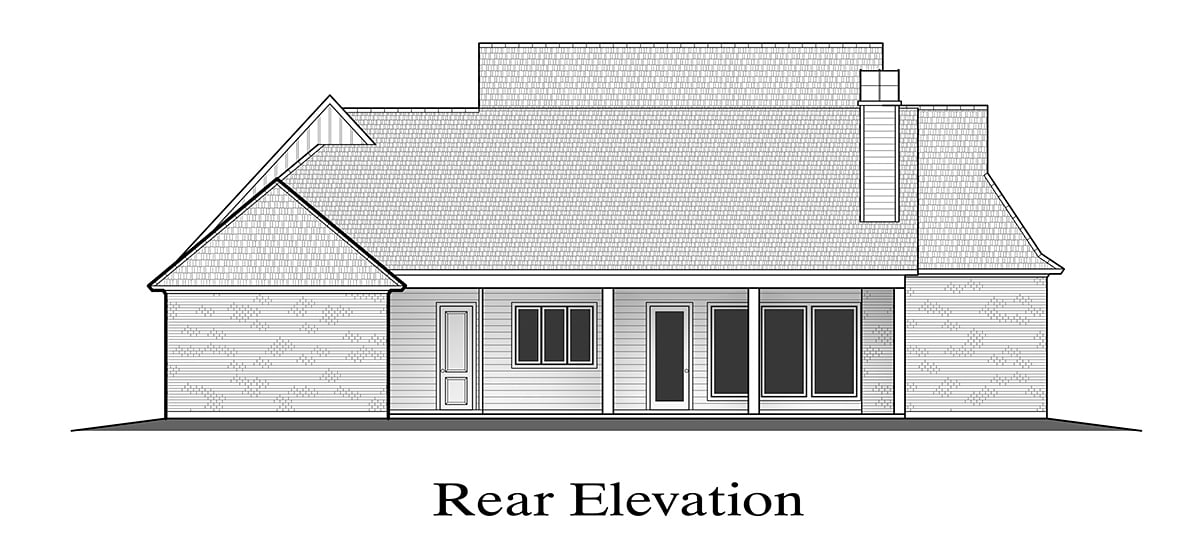 Farmhouse Rear Elevation of Plan 40351