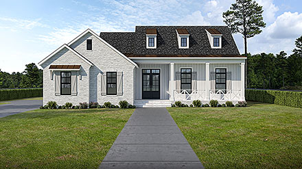 Cottage Country Farmhouse Southern Elevation of Plan 40354