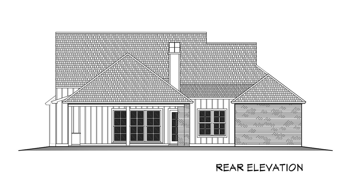 Cottage Country Farmhouse Southern Rear Elevation of Plan 40354