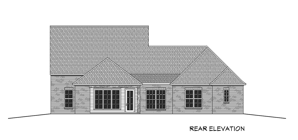 Country Farmhouse Traditional Rear Elevation of Plan 40355
