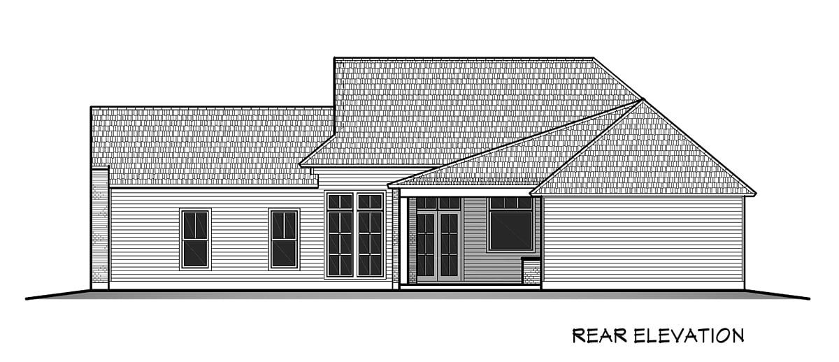 Country Craftsman Traditional Rear Elevation of Plan 40357