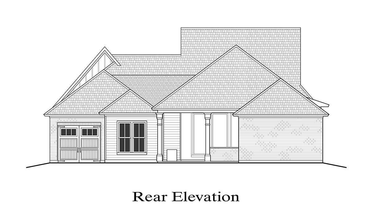 Country Craftsman Farmhouse Rear Elevation of Plan 40358