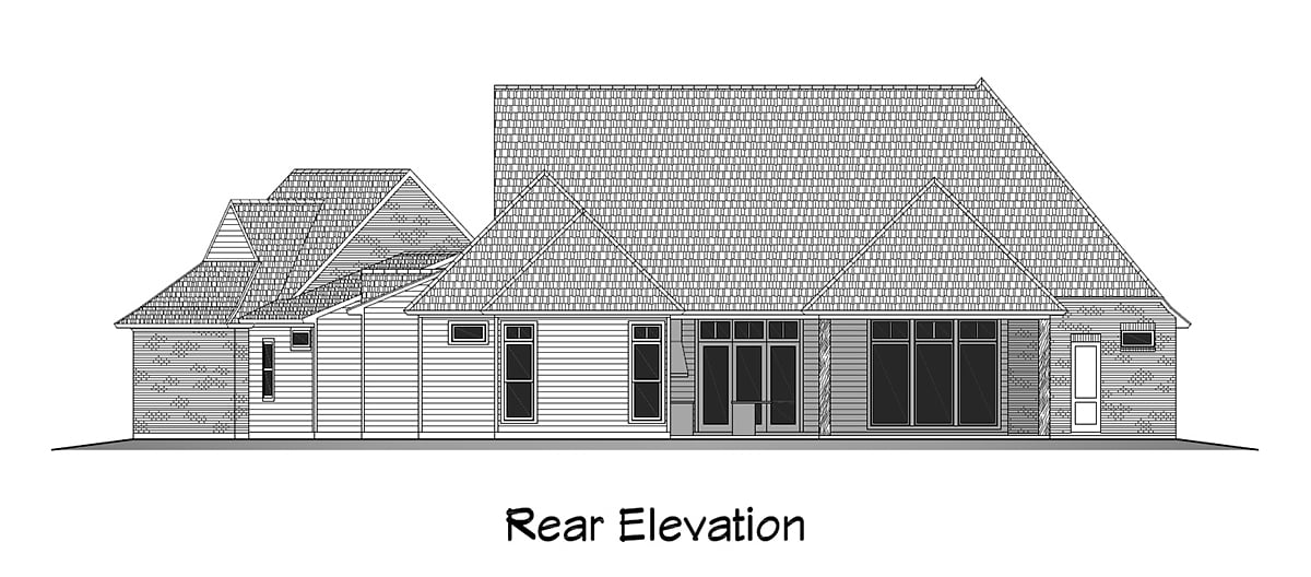 Farmhouse Rear Elevation of Plan 40366
