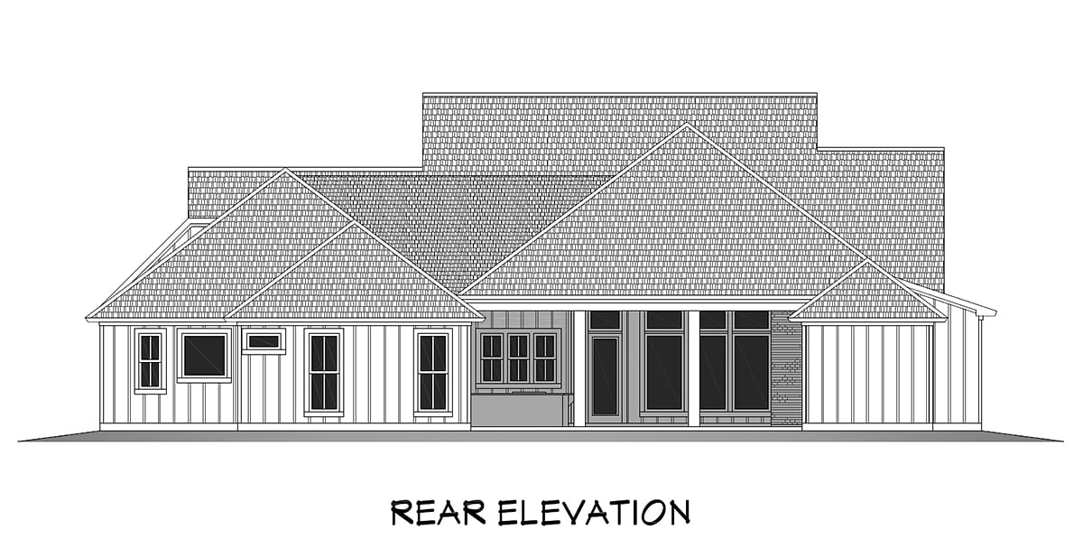 Country Craftsman Farmhouse Rear Elevation of Plan 40368