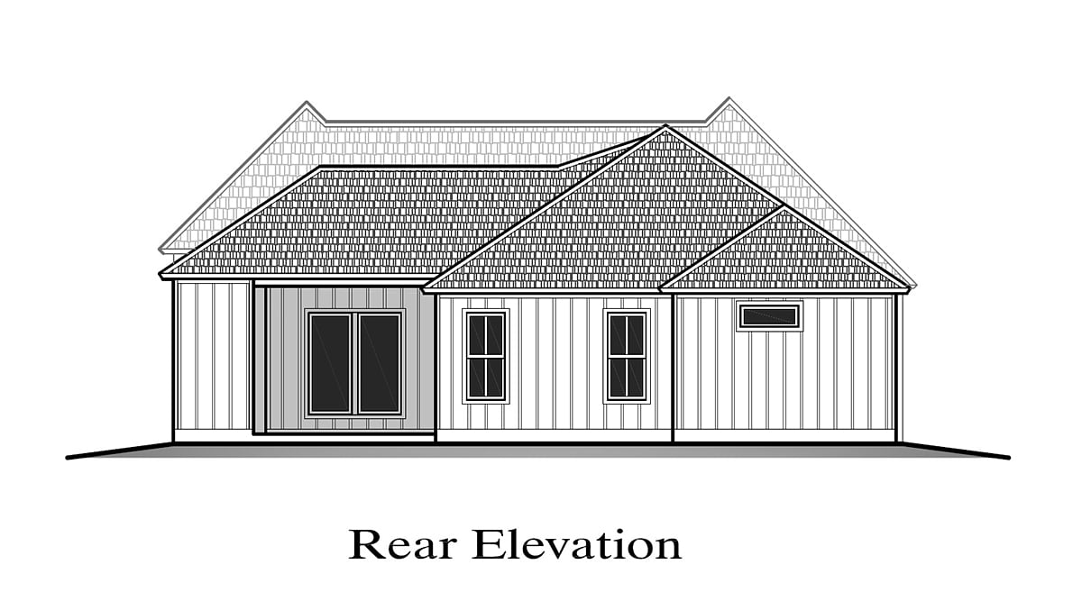 Craftsman Farmhouse Rear Elevation of Plan 40369