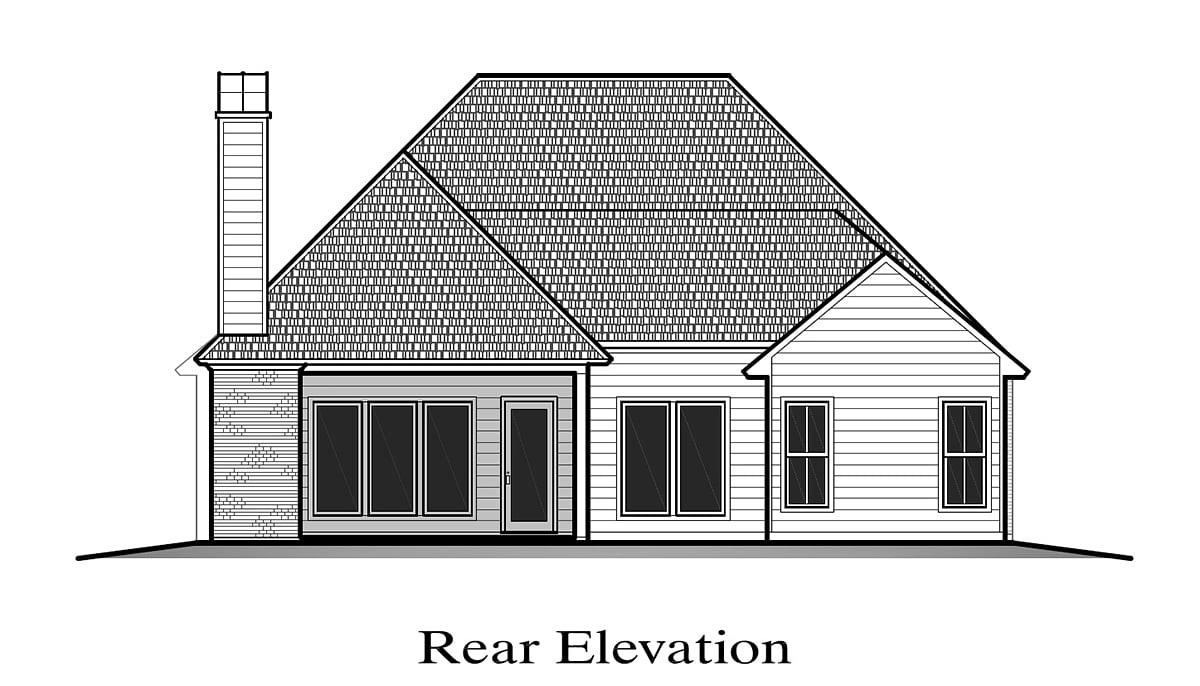 Farmhouse Rear Elevation of Plan 40371
