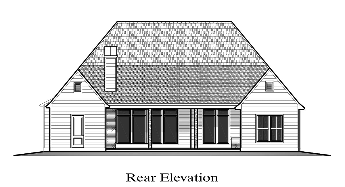 European French Country Southern Rear Elevation of Plan 40372