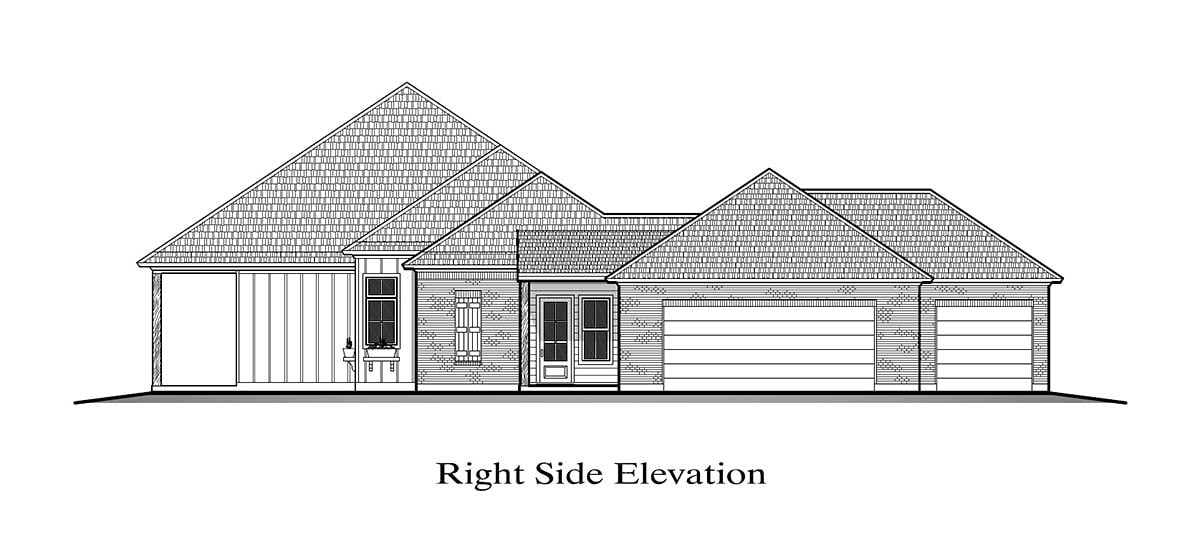 Acadian, Southern Plan with 2437 Sq. Ft., 3 Bedrooms, 3 Bathrooms, 2 Car Garage Picture 2