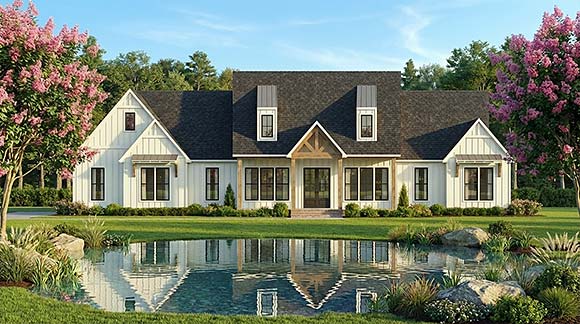 Farmhouse, Ranch, Southern House Plan 40382 with 3 Beds, 3 Baths, 2 Car Garage