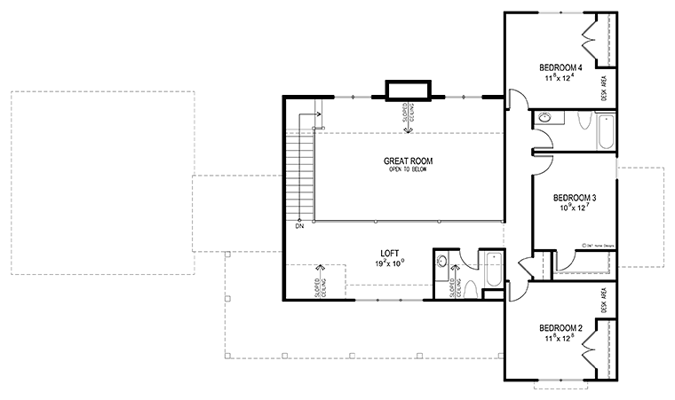 Country Farmhouse Southern Traditional Level Two of Plan 40401