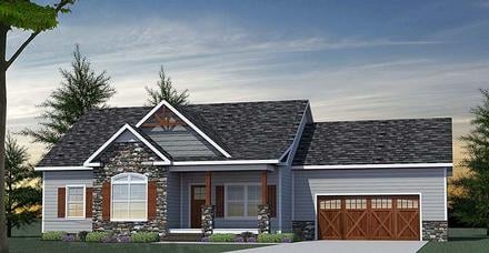 Country Craftsman Ranch Southern Traditional Elevation of Plan 40402