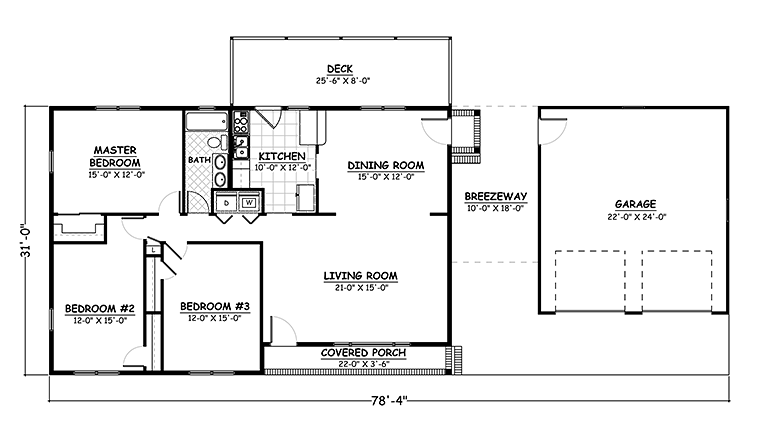 Country Ranch Southern Traditional Level One of Plan 40601