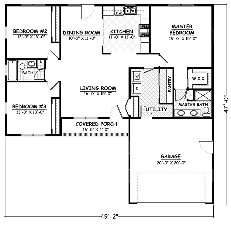 Country Ranch Southern Traditional Level One of Plan 40602