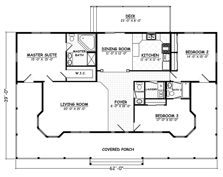Country Farmhouse Southern Level One of Plan 40603