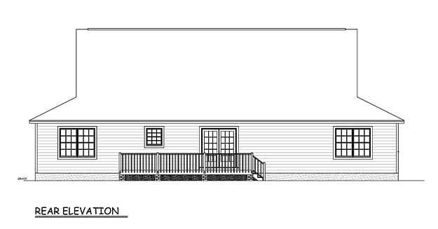 Country Farmhouse Southern Rear Elevation of Plan 40603