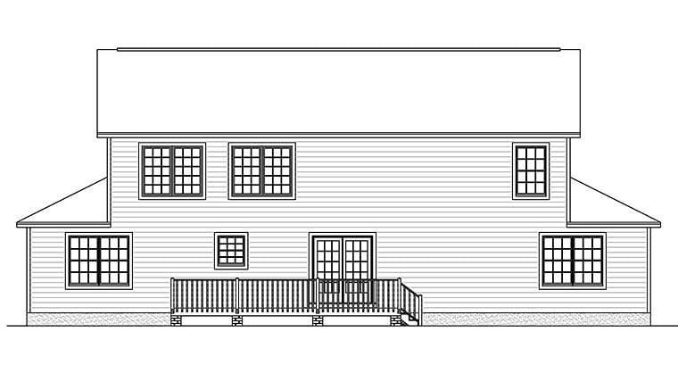 Country Farmhouse Southern Traditional Rear Elevation of Plan 40604