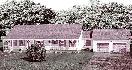 Ranch Traditional Elevation of Plan 40605