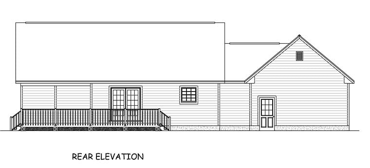Country Ranch Traditional Rear Elevation of Plan 40608