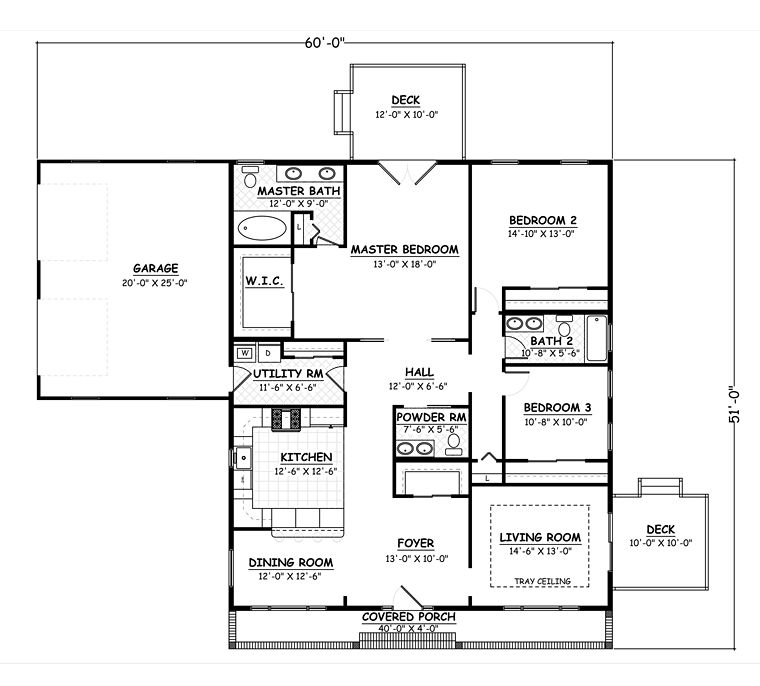 European Ranch Traditional Level One of Plan 40609