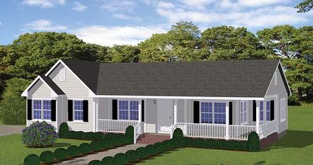 Country Ranch Southern Traditional Elevation of Plan 40610