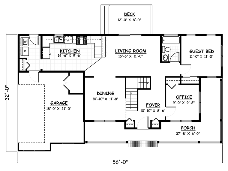 Country Farmhouse Southern Traditional Level One of Plan 40611