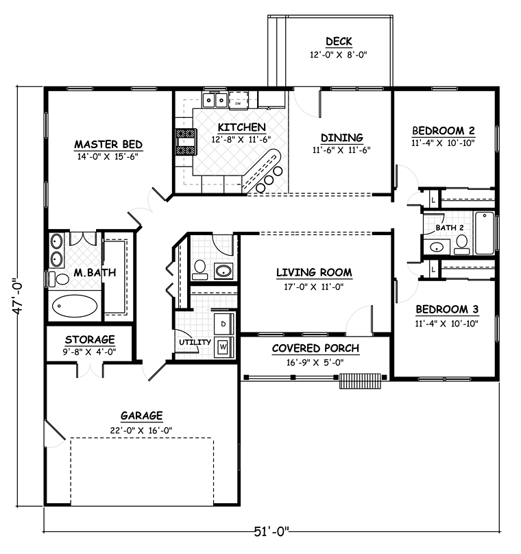 Ranch Traditional Level One of Plan 40613