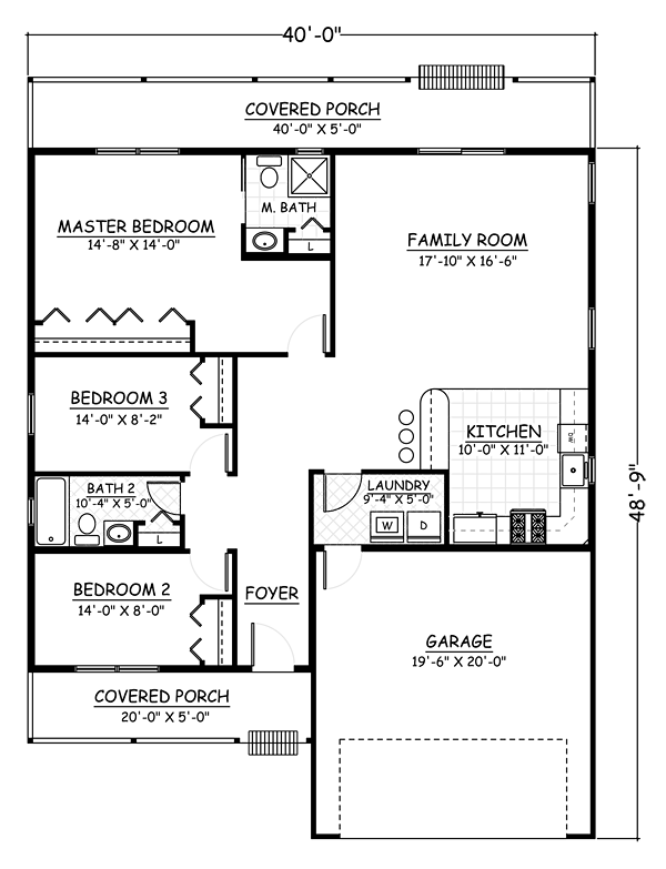 Cabin Ranch Traditional Level One of Plan 40617