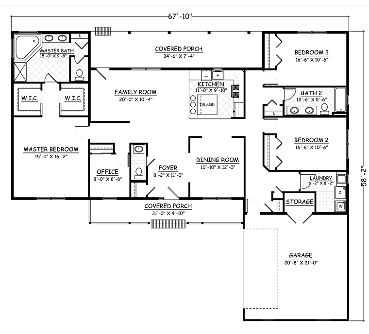 Country Ranch Traditional Level One of Plan 40618