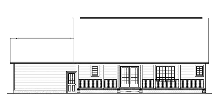 Country Ranch Rear Elevation of Plan 40619