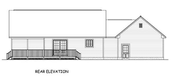 Country Ranch Southern Rear Elevation of Plan 40623