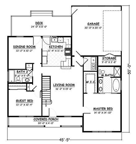 House Plan 40625 First Level Plan