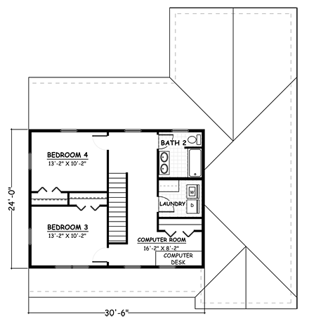 House Plan 40625 Second Level Plan