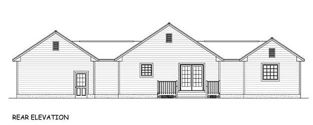 Country Ranch Southern Traditional Rear Elevation of Plan 40626
