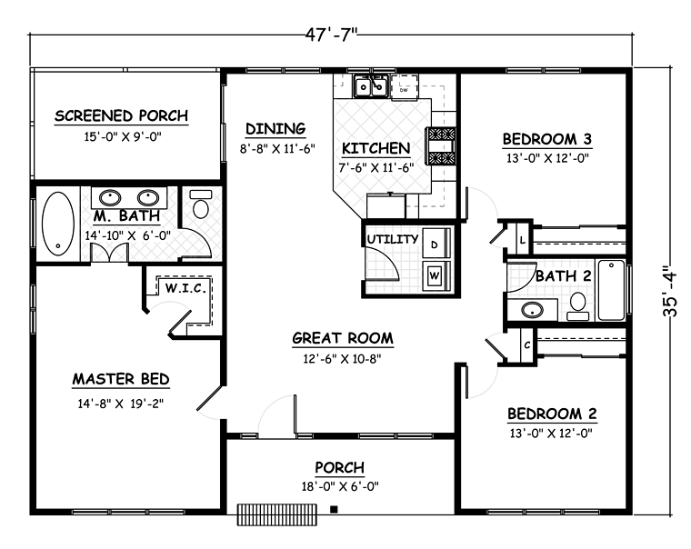 Ranch Traditional Level One of Plan 40628