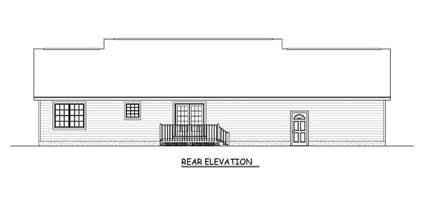 Country Ranch Southern Rear Elevation of Plan 40631