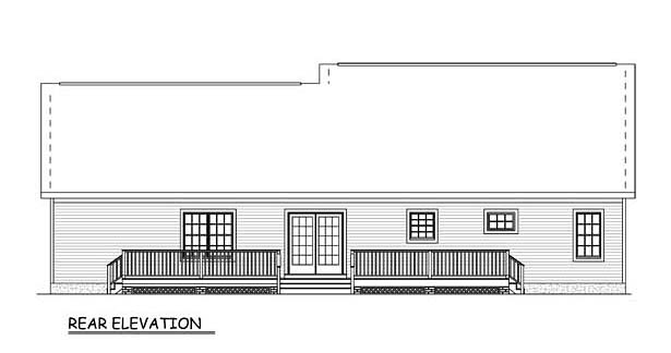 Country Southern Traditional Rear Elevation of Plan 40637