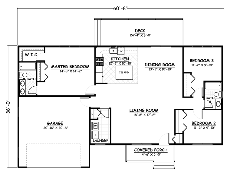 Ranch Southern Traditional Level One of Plan 40640