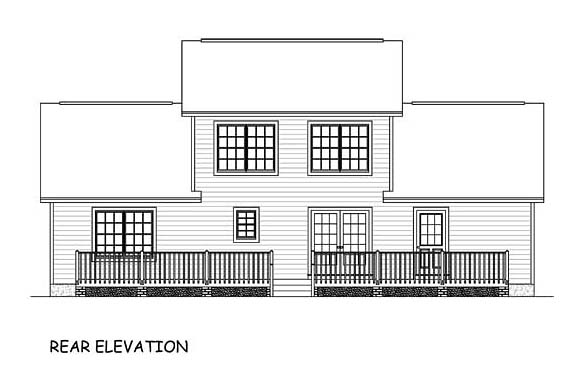 Country Southern Traditional Rear Elevation of Plan 40644