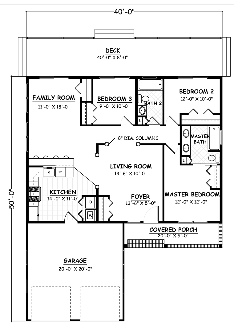 Ranch Traditional Level One of Plan 40647