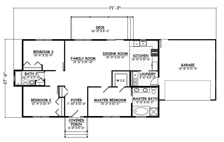 Ranch Traditional Level One of Plan 40653