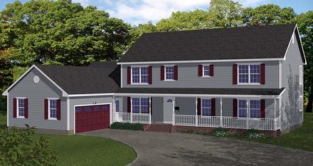 Colonial Country Southern Elevation of Plan 40663