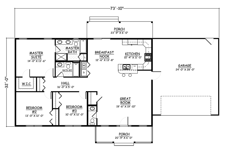 Ranch Traditional Level One of Plan 40665