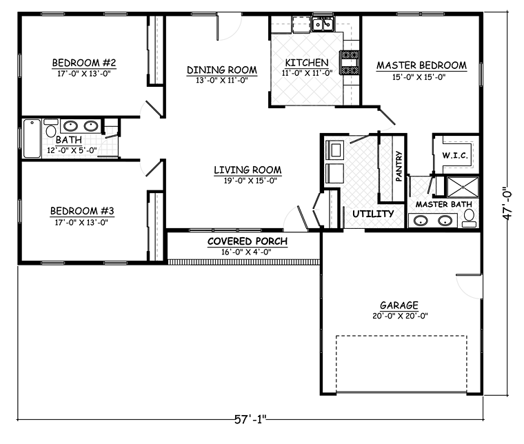 Ranch Traditional Level One of Plan 40667