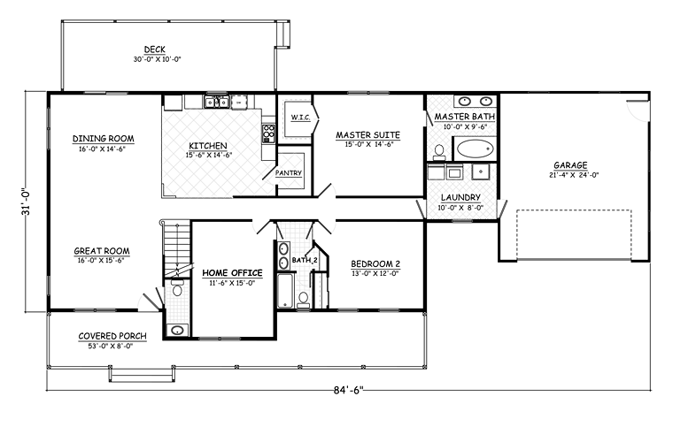 Colonial Country Southern Traditional Level One of Plan 40669