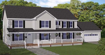 Colonial Country Southern Traditional Elevation of Plan 40669
