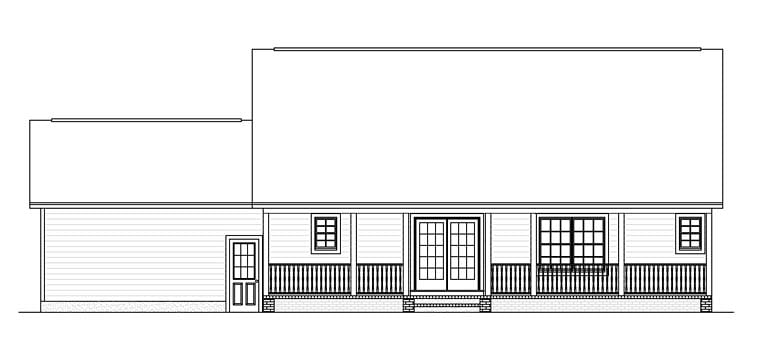 Ranch Rear Elevation of Plan 40670