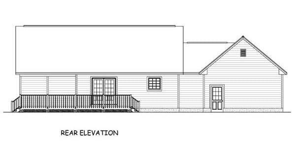 Country Ranch Traditional Rear Elevation of Plan 40671