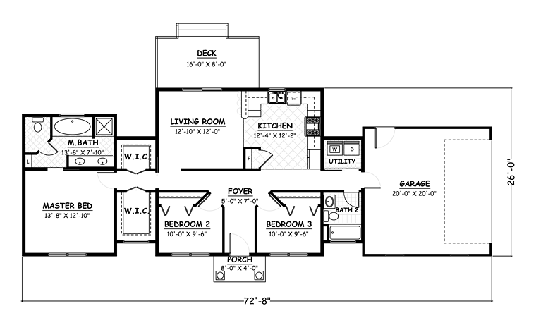 Ranch Traditional Level One of Plan 40672