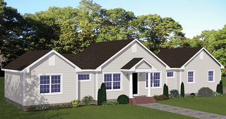 Ranch Traditional Elevation of Plan 40672